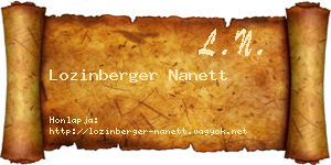 Lozinberger Nanett névjegykártya